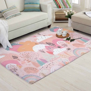 Boho Regenbogen Teppich Mädchen Kinderzimmer Dekor Geburtstagsgeschenk für sie Baby-Dusche-Geschenk Wohnzimmer Teppich Kinder Spielzimmer Matte Weihnachtsgeschenk