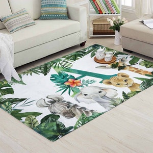 Benutzerdefinierte Alphabet Kinderzimmer Teppich, Tropischer Dschungel Teppich, Baby Safari Tiere Matte, Babyzimmer Dekor, Kinder Spielzimmer Matte, Floral Babypartygeschenk