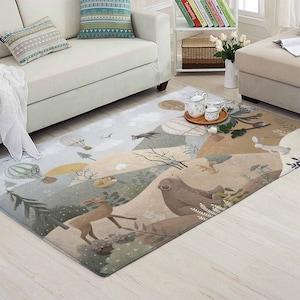 Woodland Animal Nursery Rug Little Explorer Carpet Custom Name Nursery Mat Baby Room Decor Kids Playroom Mat Baby Shower Gift Back To School