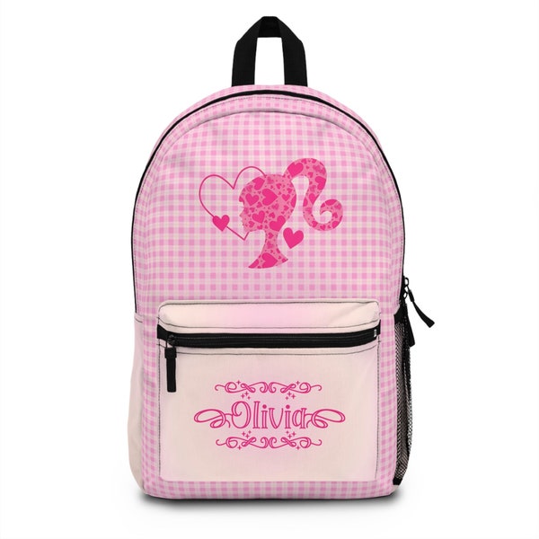 Pink Doll Backpack, Back to School Gift, Personalized Kids School Bag, Custom Name Student Bag, Barb Kids Birthday Gift, Travel Backpack
