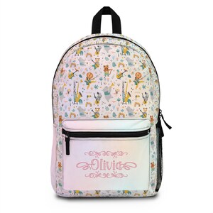 Sac à dos animal safari, cadeau de rentrée des classes, cartable personnalisé pour enfants, sac d'étudiant en musique avec nom personnalisé, cadeau d'anniversaire pour enfants sac à dos de voyage