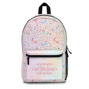 Unicorn Rainbow Backpack, Back to School Gift, Personalized Kids School Bag, Custom Name Student Bag, Kids Birthday Gift, Travel Backpack