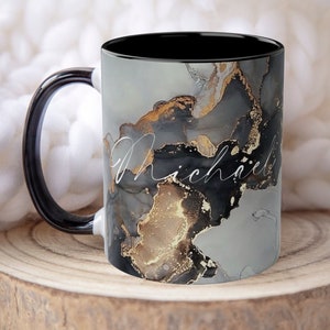 Black Marble Mug, Personalised Mug, Custom Name Mug, Coffee Tea Cup for Boss, Friend bff Birthday Gift For Colleague Valentines Gift for Him