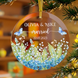 Lily of the Valley Married Ornament Gift Newlywed Gift Mr & Mrs Christmas Ornament Mr Mrs Wedding Ornament Wedding Gift Keepsake Couple