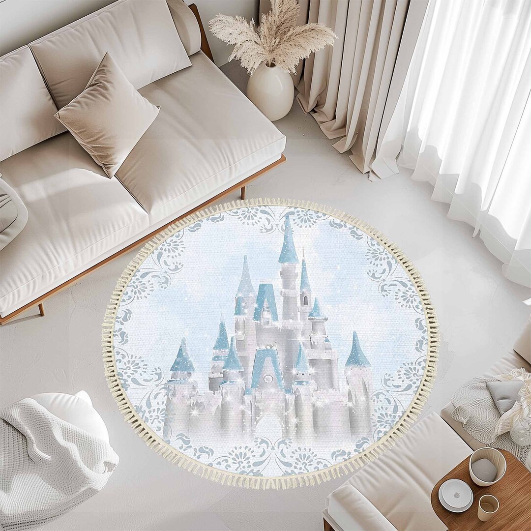 Princess Castle Round Rug Fairy Tale Nursery Carpet Girl's Room Decor ...