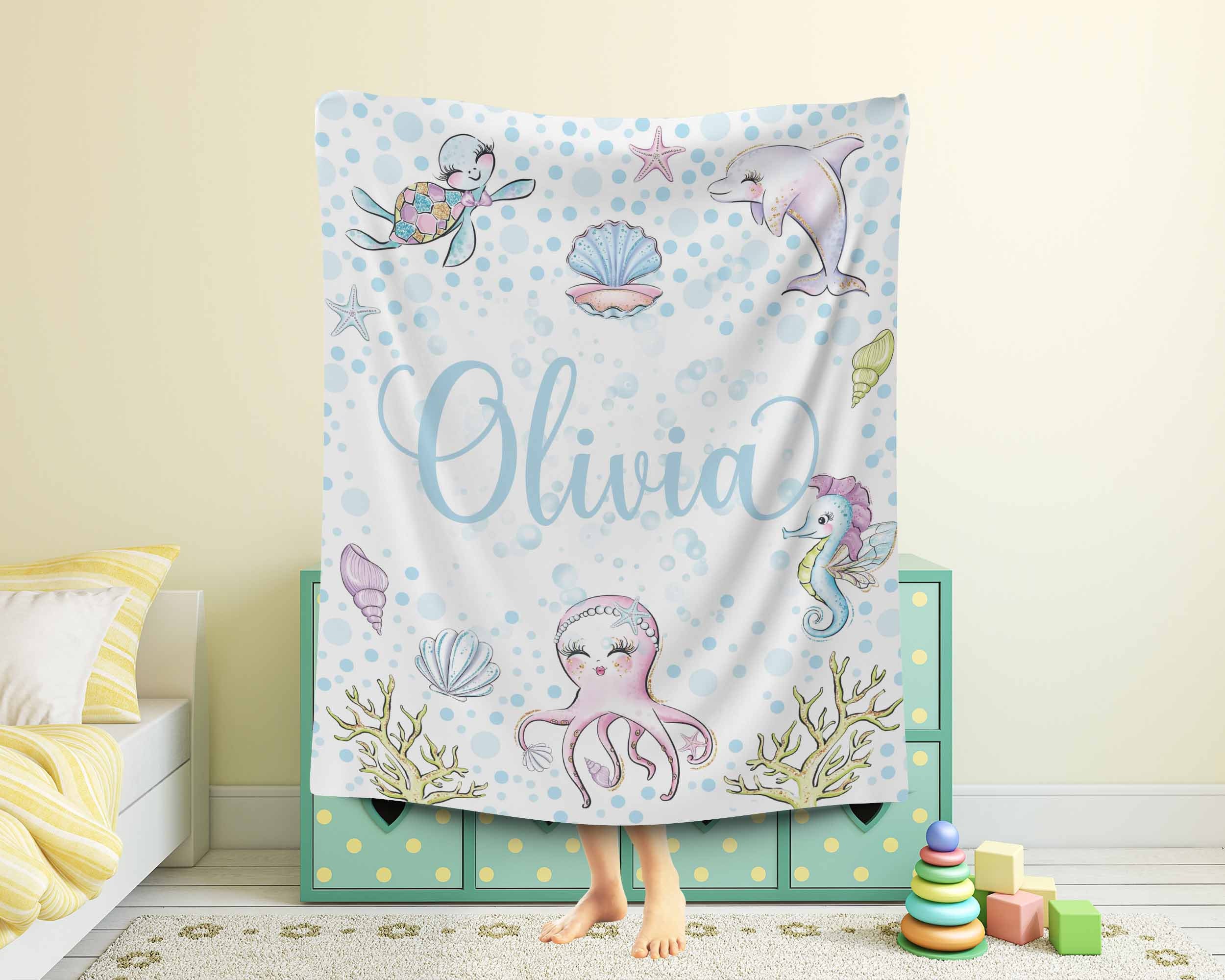 Personalized Sea Animals Blanket: Ocean Nursery Decor, Custom Name - Etsy
