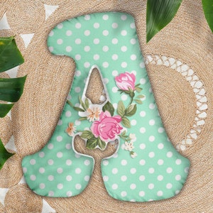 Alfabeto almohada almohada decorativa carta un cojín personalizado almohada monograma personalizado carta Cottagecore cojín floral almohada regalo para mamá