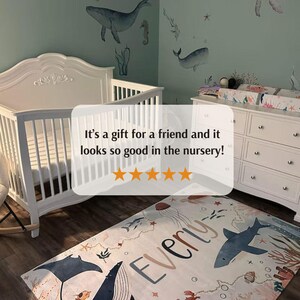 Personalized Ballerina Elephant Rug, Floral Nursery Carpet image 11