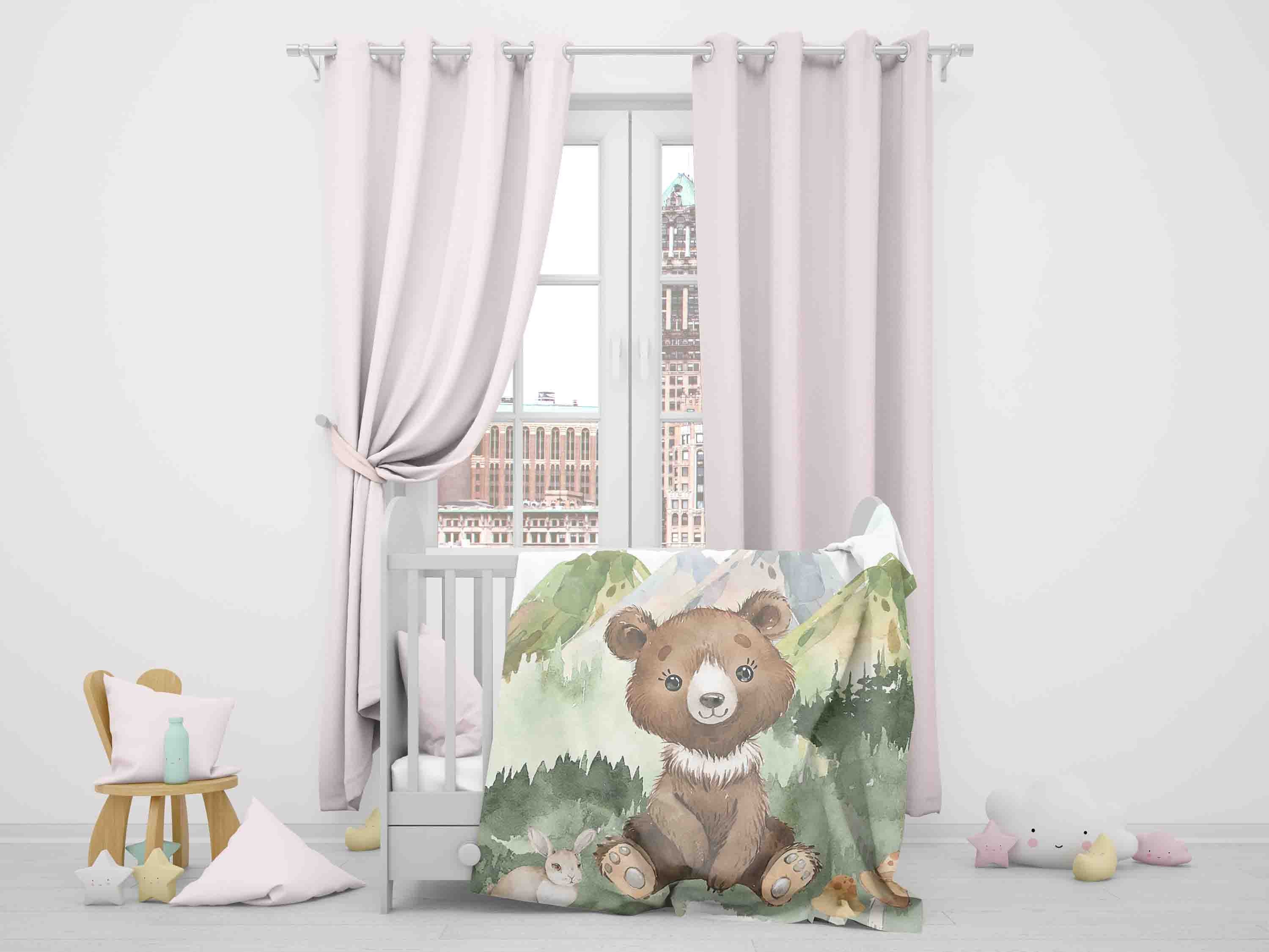 YESCUSTOM Personalized Baby Blanket With Name - Woodland Bear Camouflage Fleece Blanket
