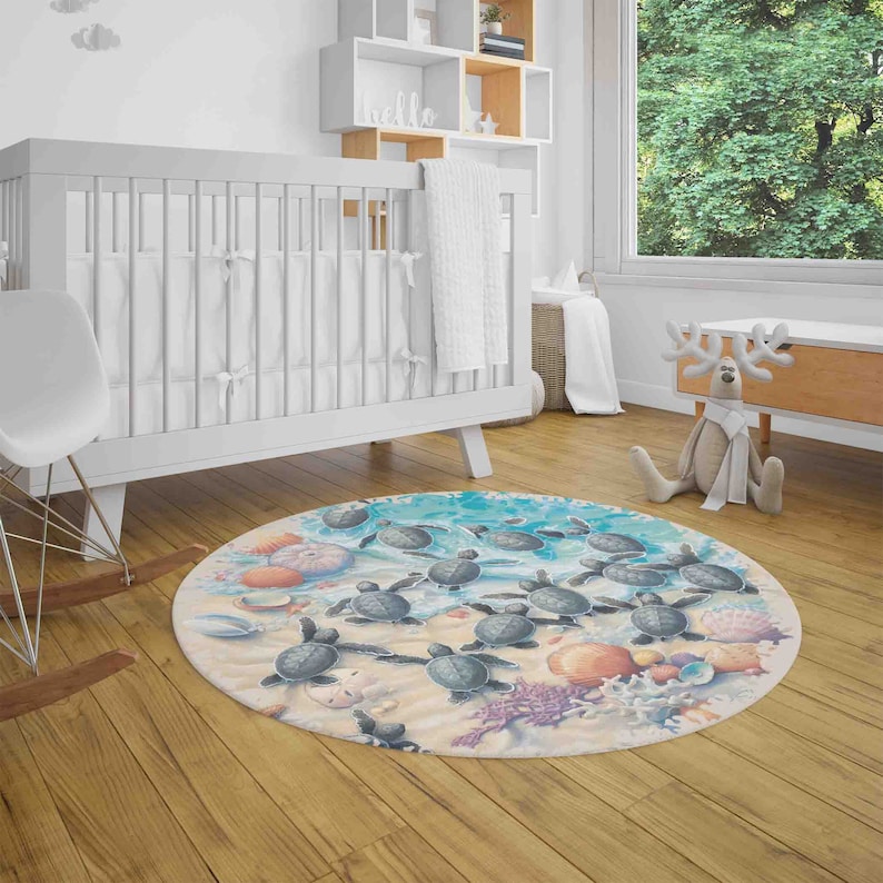 Sea Turtle Rug Sea Animals Carpet Ocean Lover Home Decor Nursery Kids