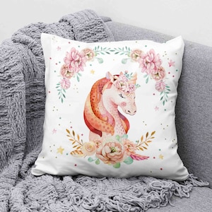 Almohada de guardería de unicornio floral, cojín de unicornio bebé, decoración de la habitación de los niños de la niña pequeña, regalo para el recién nacido, regalo de cumpleaños del niño de la ducha del bebé de las flores