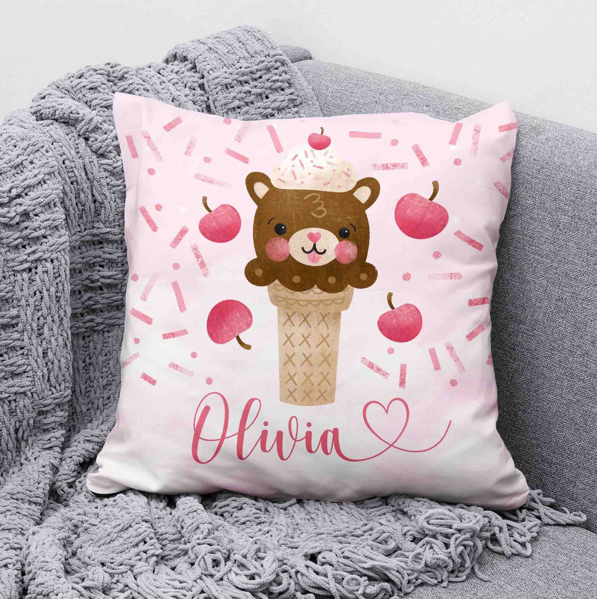 Cherry Ice Cream Cushion Sweet Bear Pillow Kawaii Bear Nursery