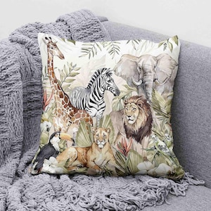 Safari Animals Pillow Forest Wild Animal Cushion Nursery Decor Jungle Baby Room Decor Personalized Baby Gift For Newborn Kids Birthday Gift