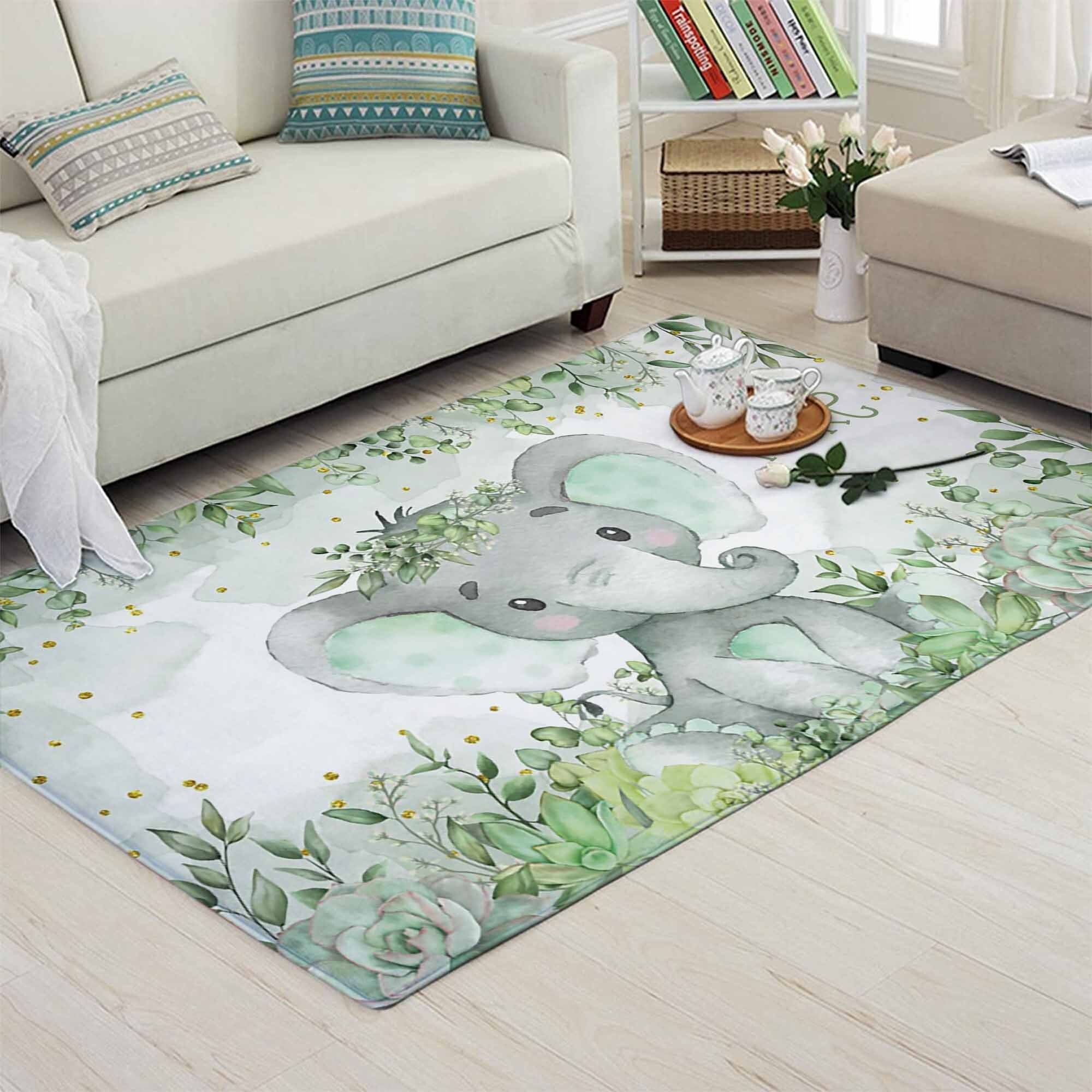 Baby Boy Room Decor Personalized Elephant Baby Toddler Rugs For