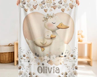 Personalized Goose Baby Blanket, Custom Name Silly Goose Nursery Throw