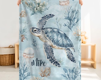 Sea Turtle Baby Blanket – Ocean Animals Nursery Blanket & Baby Shower Gift