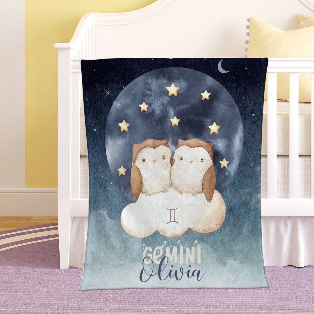 Gemini Zodiac Nursery Blanket: Personalized Celestial Baby Blanket - Etsy