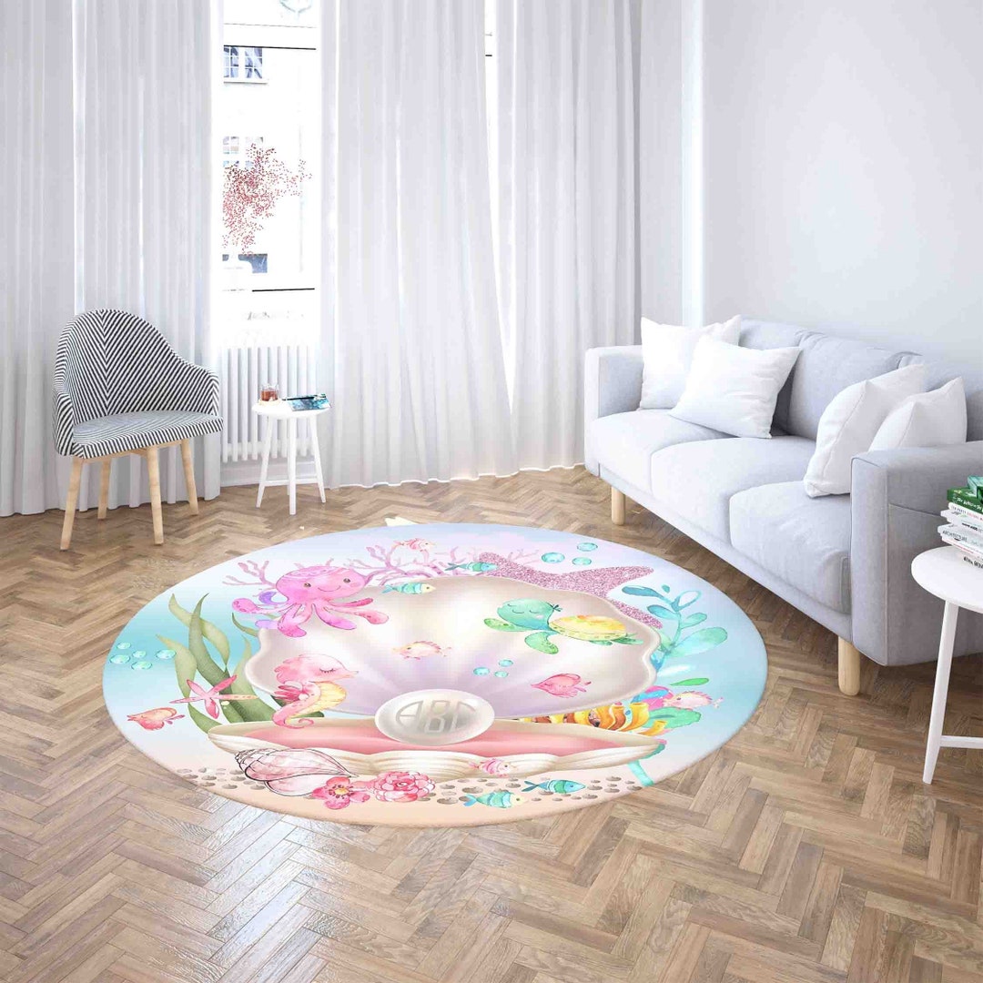 Baby Shell Rug Ocean Animal Pearl Shell Round Rug, Under the Sea Nursery Playmat - Etsy