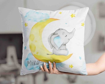 Cojín de elefante bebé, almohada de luna y estrellas, decoración de  guardería con cielo nocturno, decoración de habitación de bebé, regalo