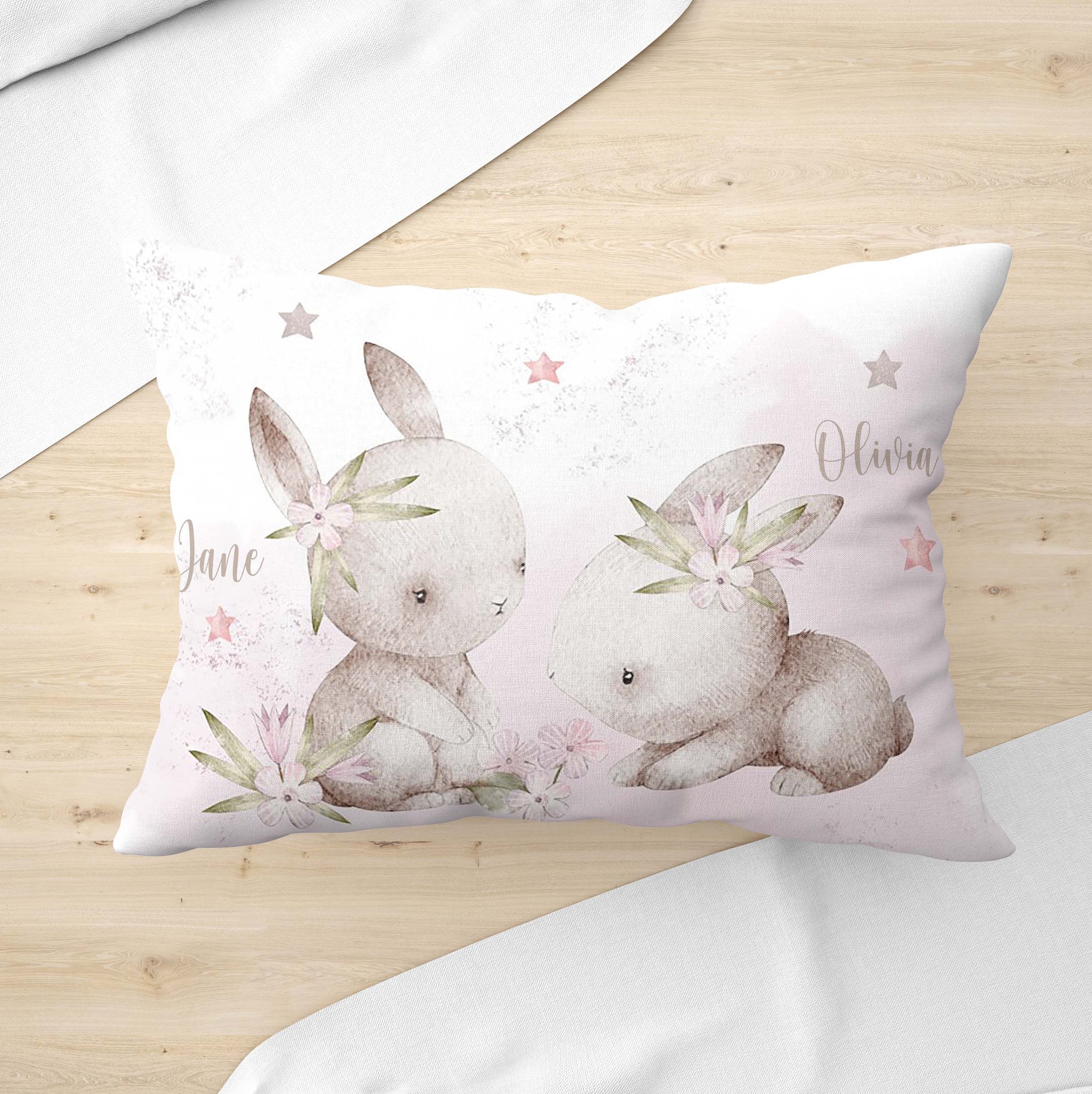 Little Bunny Pillow Baby Rabbit Cushion Animal Nursery Pillow