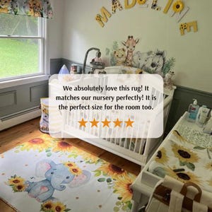 Personalized Ballerina Elephant Rug, Floral Nursery Carpet image 18
