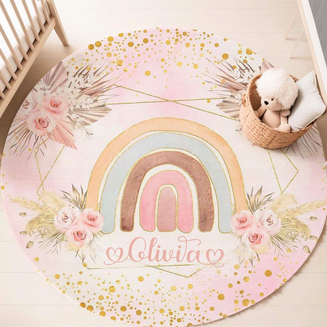 Soft Pastel Rainbow Play Mat – Minimal Boho Nursery Rug main image 1
