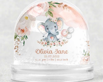 Birth Stats Snow Globe Baby Elephant Nursery Gift Kids Christmas Gift For Newborn Baby Shower Gift New Baby Girls Room Decor Present