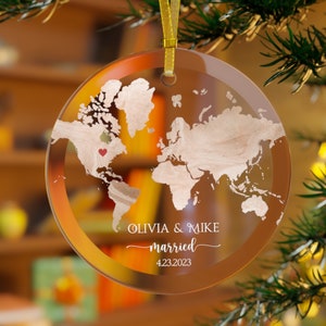 Weltkarte Verheiratet Ornament Geschenk Brautpaar Geschenk Brautpaar Weihnachten Ornament Personalisierte Mr Mrs Hochzeit Ornament Hochzeitsgeschenk Andenken