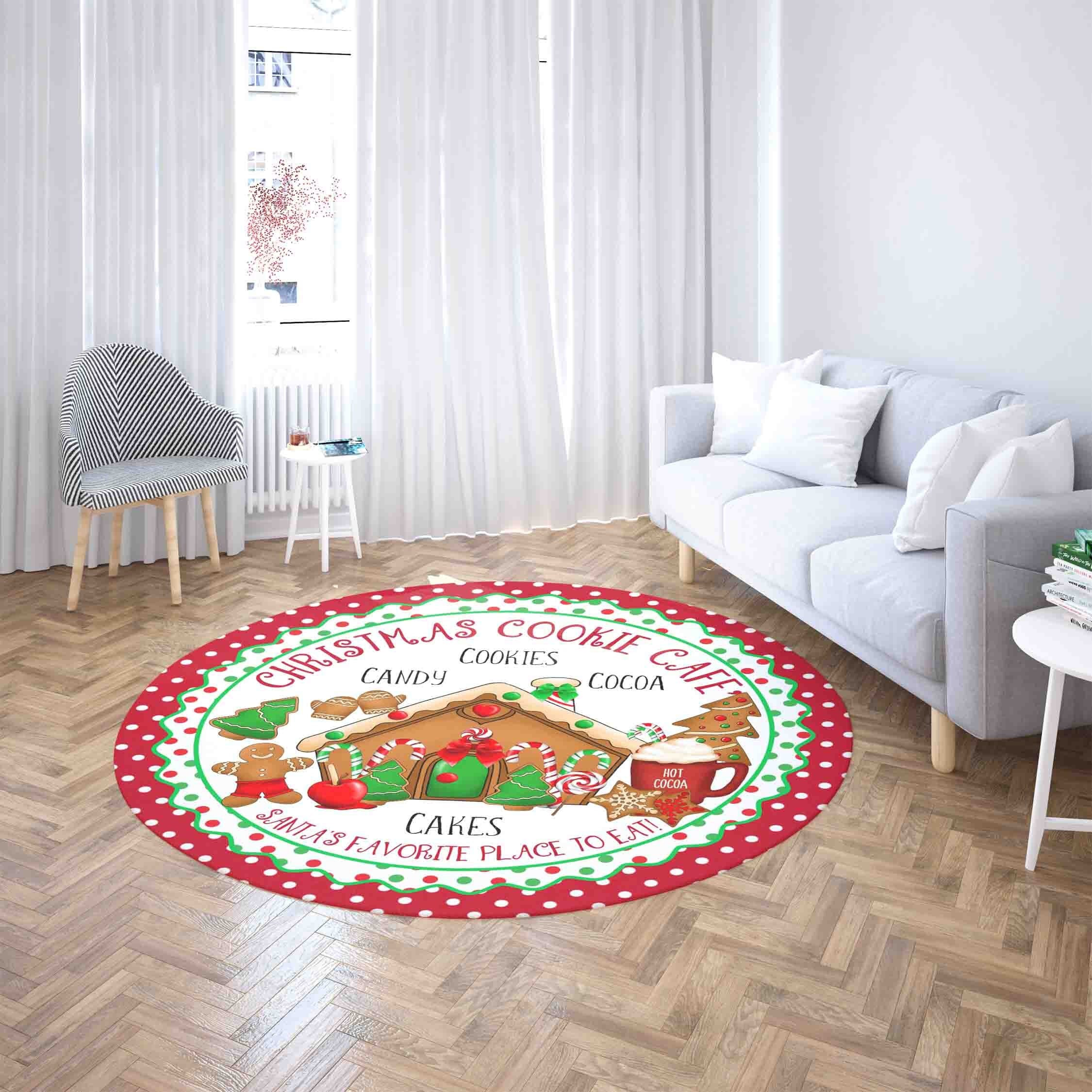 Round Gingerbread Rug Christmas Cookie Rug, Winter Gingerbread Mat, Round Nursery Decor - Etsy