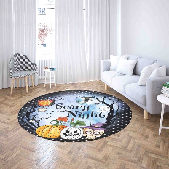 Kitchen Rug Mat Halloween Pumpkins Bat, Set Of 2, Anti-Fatigue Non