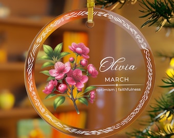 Adorno floral personalizado para el mes de nacimiento, adorno acrílico con nombre personalizado, regalo de recuerdo.