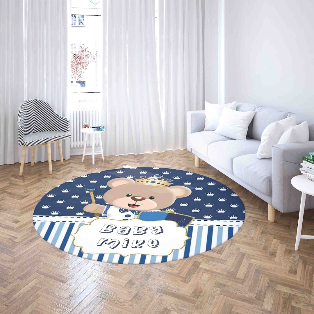 Teddy Rugsbe Royal Teddy Bear Round Rug, Custom Nursery Decor Mat - Etsy
