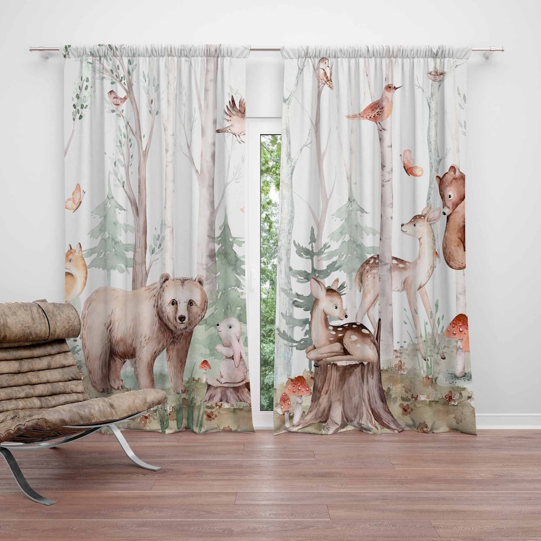 Forest Animals Curtains Kids Nursery Curtains Black Out Curtains Nursery  Decor Baby Room Curtains Woodland Bedroom Living Room Curtains - Etsy, image size:1080x1080