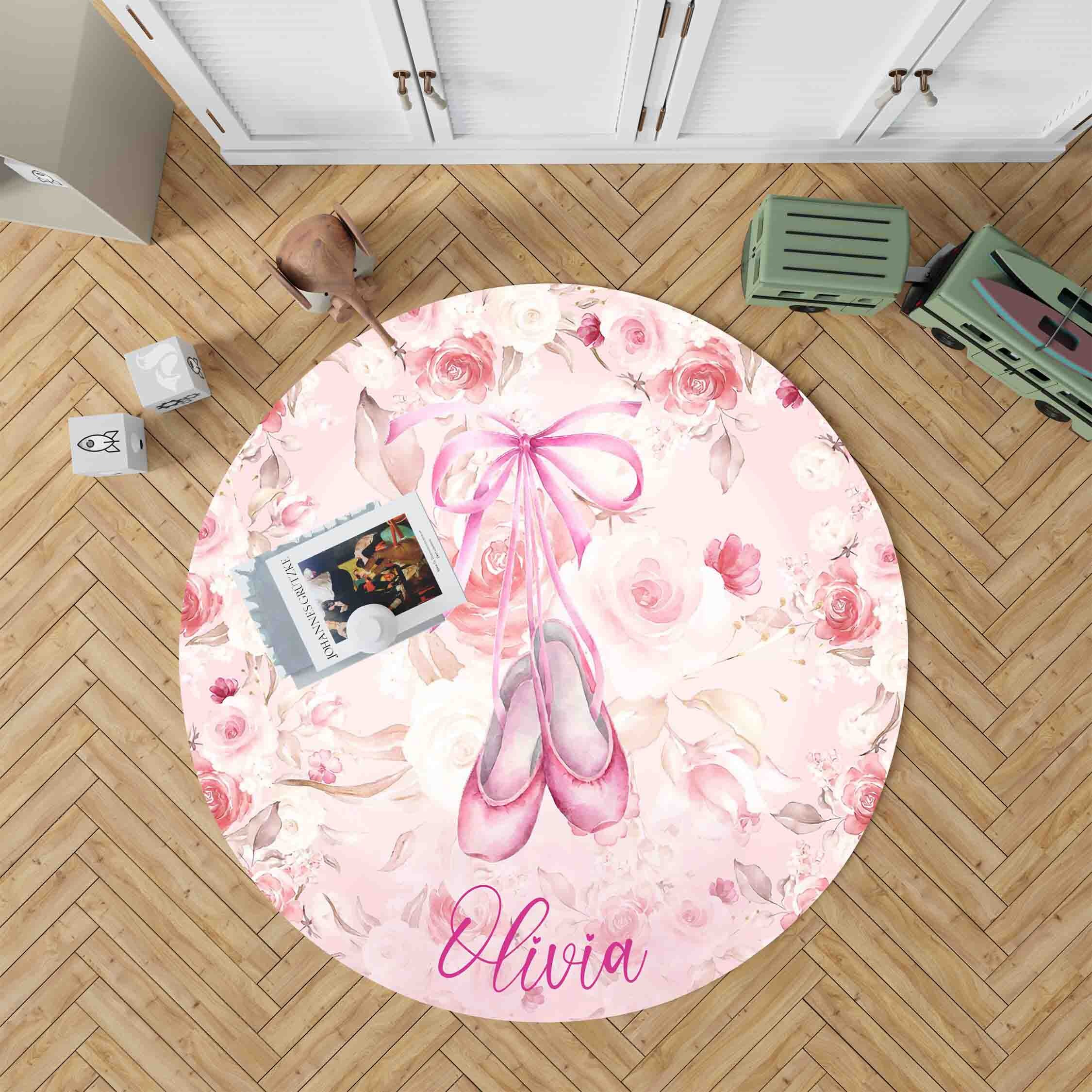 Pink Ballerina Round Rug Fairytale Dance Nursery Carpet - Etsy UK