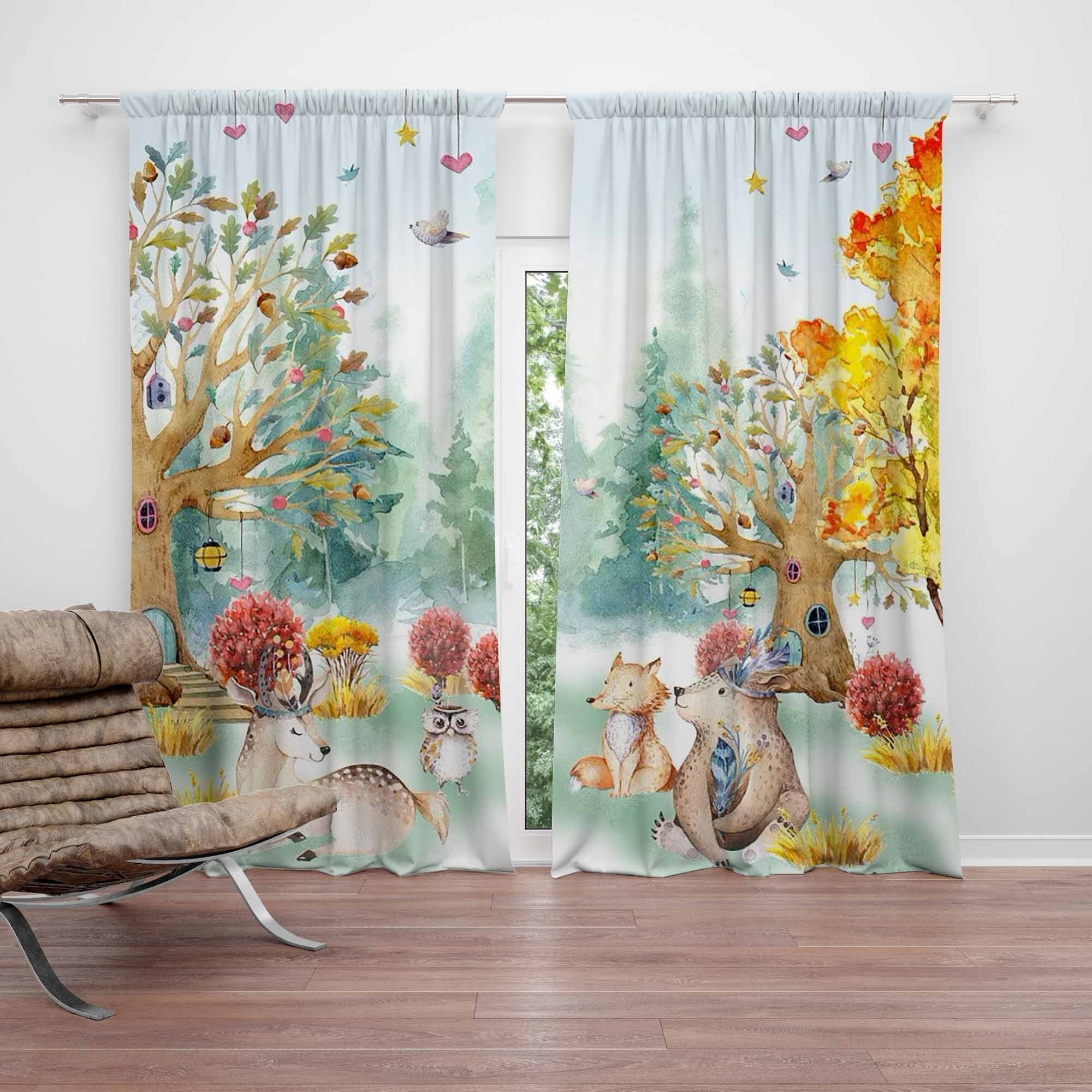 Tende animali per cani per camera da letto soggiorno per bambini ragazzi ragazze seduto cucciolo cane finestre tende carino decorazione camera W66* L90