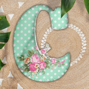 Alfabeto cojín almohada decorativa letra C almohada personalizada monograma carta Cottagecore cojín floral almohada regalo para mamá
