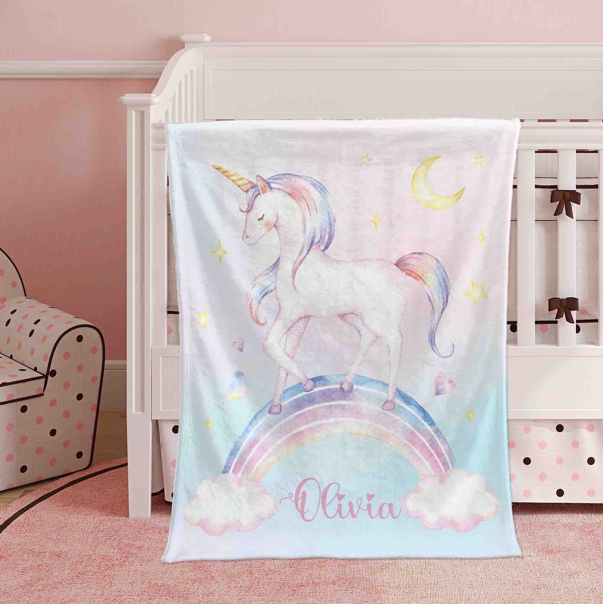 Personalized unicorn baby blanket hotsell