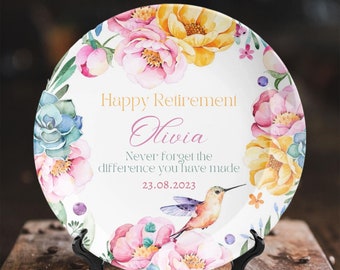 Happy Retirement Gift Farewell Gift for Boss Custom Name Plate Keepsake Customized Plate Ornament Personalized Plates Gift For Coworker