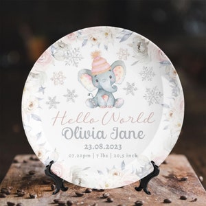 Winter Baby Birth Announcement Sign Custom Name Plate Keepsake Baby Stats Customized Plate Ornament Personalized Plates Gift For Newborn