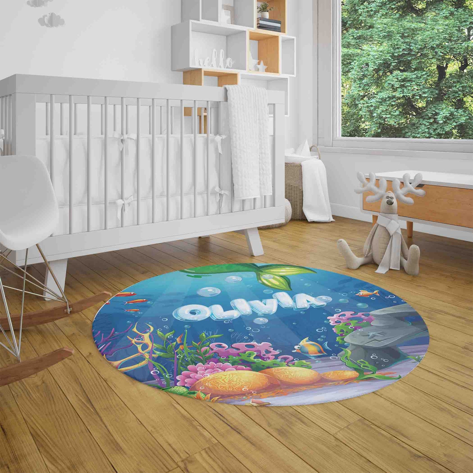 Sea Rug Animal Personalized Sea Animal Round Rug, Baby Name Ocean Nursery Mat - Etsy