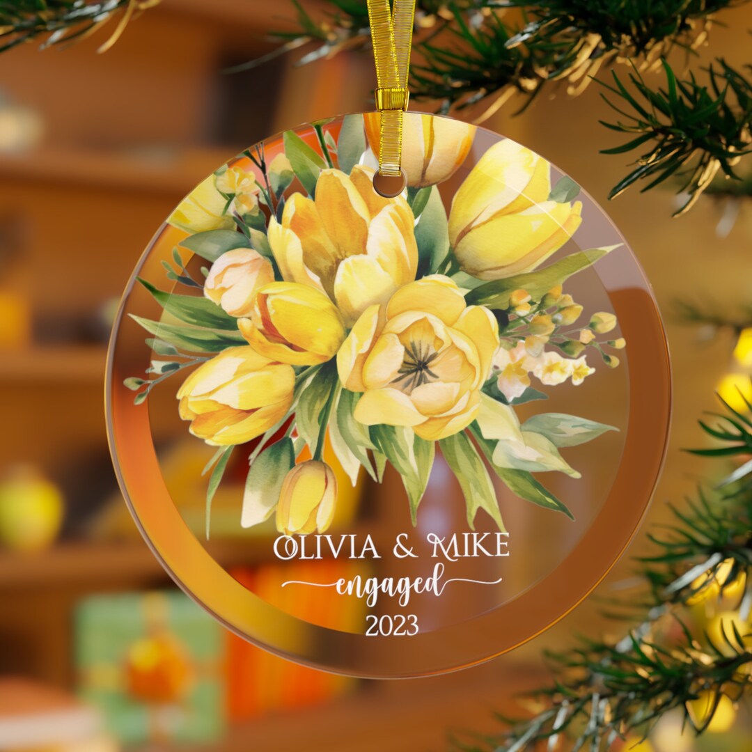 Yellow Tulip Engaged Ornament Engagement Ornament Gift Etsy