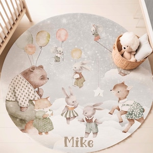 Handgemachter Teppich, Waldtiere, Teppich, Kinderzimmer, Teppich, Teppich, Kinderzimmer, Teppich, Kinderzimmer, Teppich, Kinderzimmerdeko
