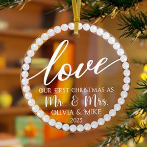 Mr and Mrs First Christmas Married Ornament Couple Ornament Newlywed Gift Personalized Wedding Gift Custom Love Keepsake Marriage Ornament