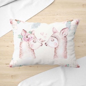 Llama Couple Love Pillow Baby Alpaca Cushion Valentines Day Gift For Her Animal Room Decor Bridal Shower Gift Housewarming Present