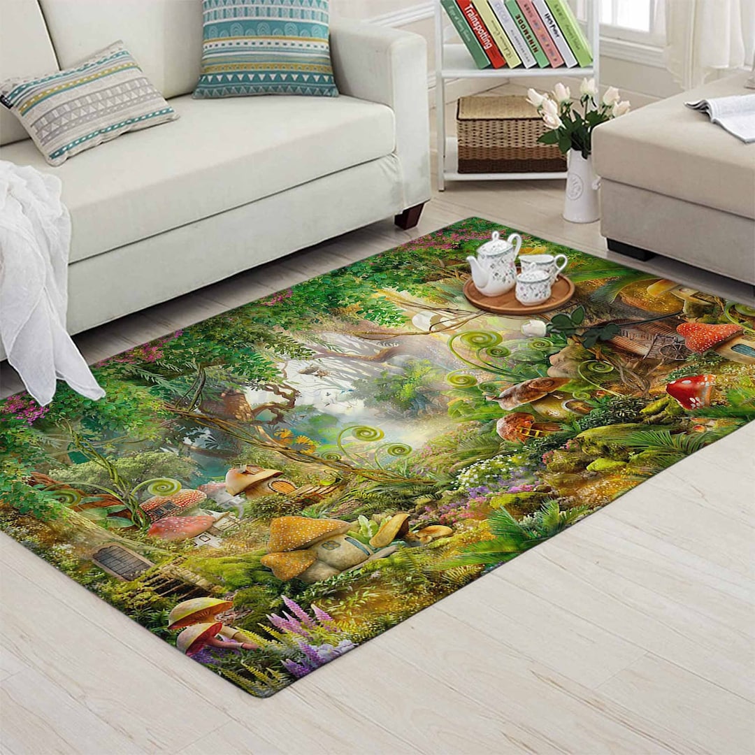 Magical Forest Rug Enchanted Forest Rug, Fantasy Mushroom Carpet, Magical Forest Home ...