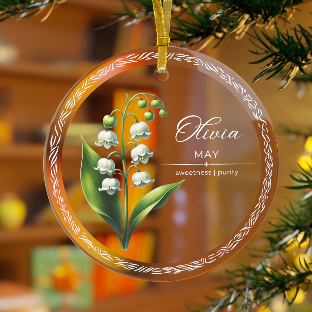 Personalized May Birth Flower Ornament, Lily of the Valley, Custom Name ...