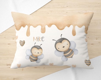 Mommy and Me Bee Pillow, Personalized Nursery Cushion