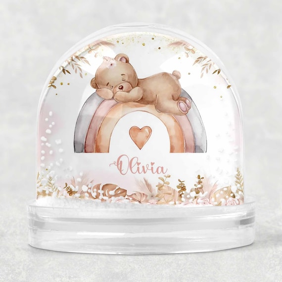 Teddy Bear Rainbow Snow Globe Nursery Gift Kids Christmas Gift for - Main Image