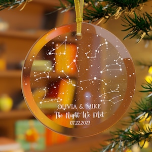 Ornamento della mappa delle stelle della notte in cui ci siamo incontrati, regalo di San Valentino, regalo di anniversario personalizzato, ricordo d'amore personalizzato