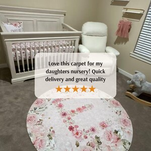 Personalized Ballerina Elephant Rug, Floral Nursery Carpet image 12